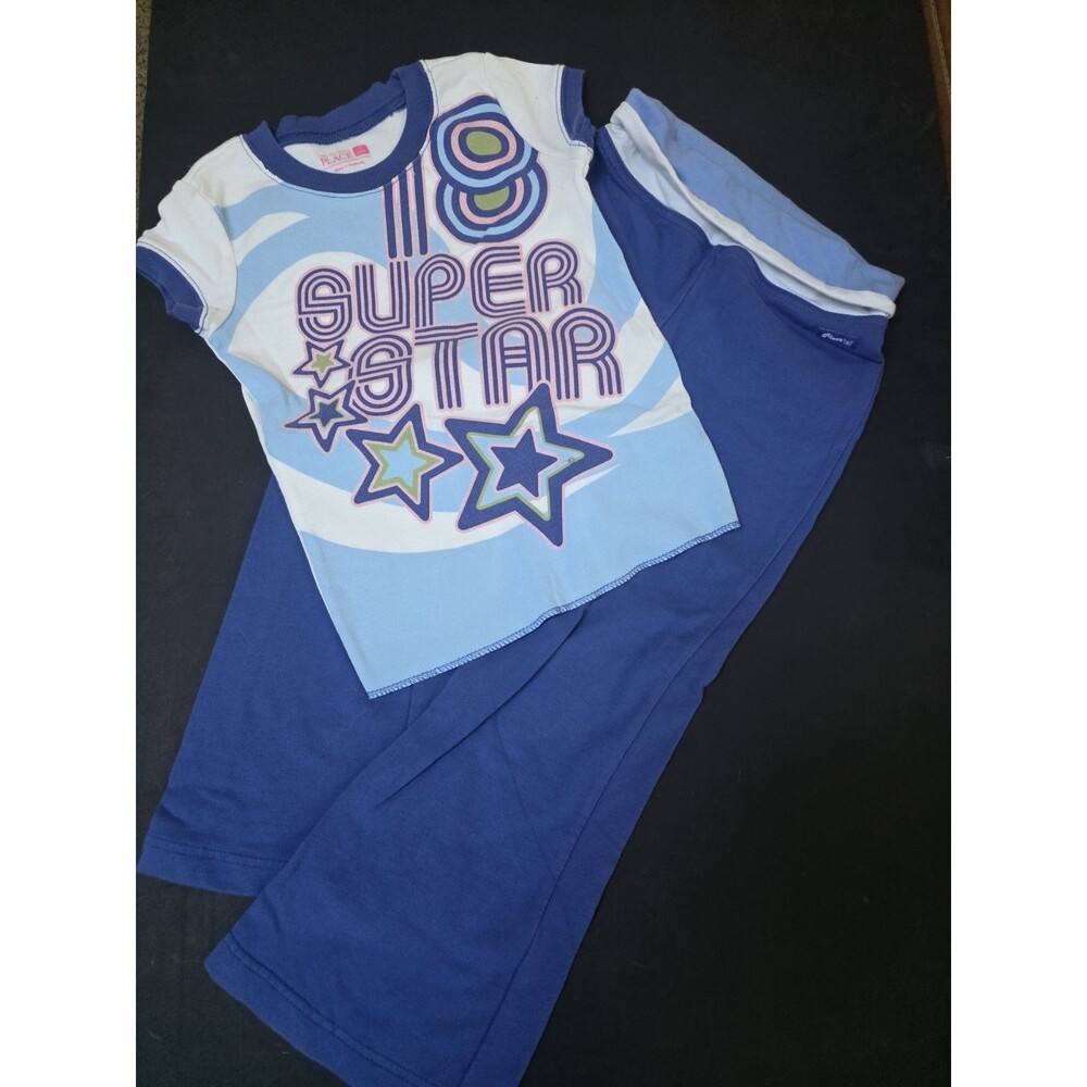 the children's place top and yoga pants set S (5/6) blue Super Star